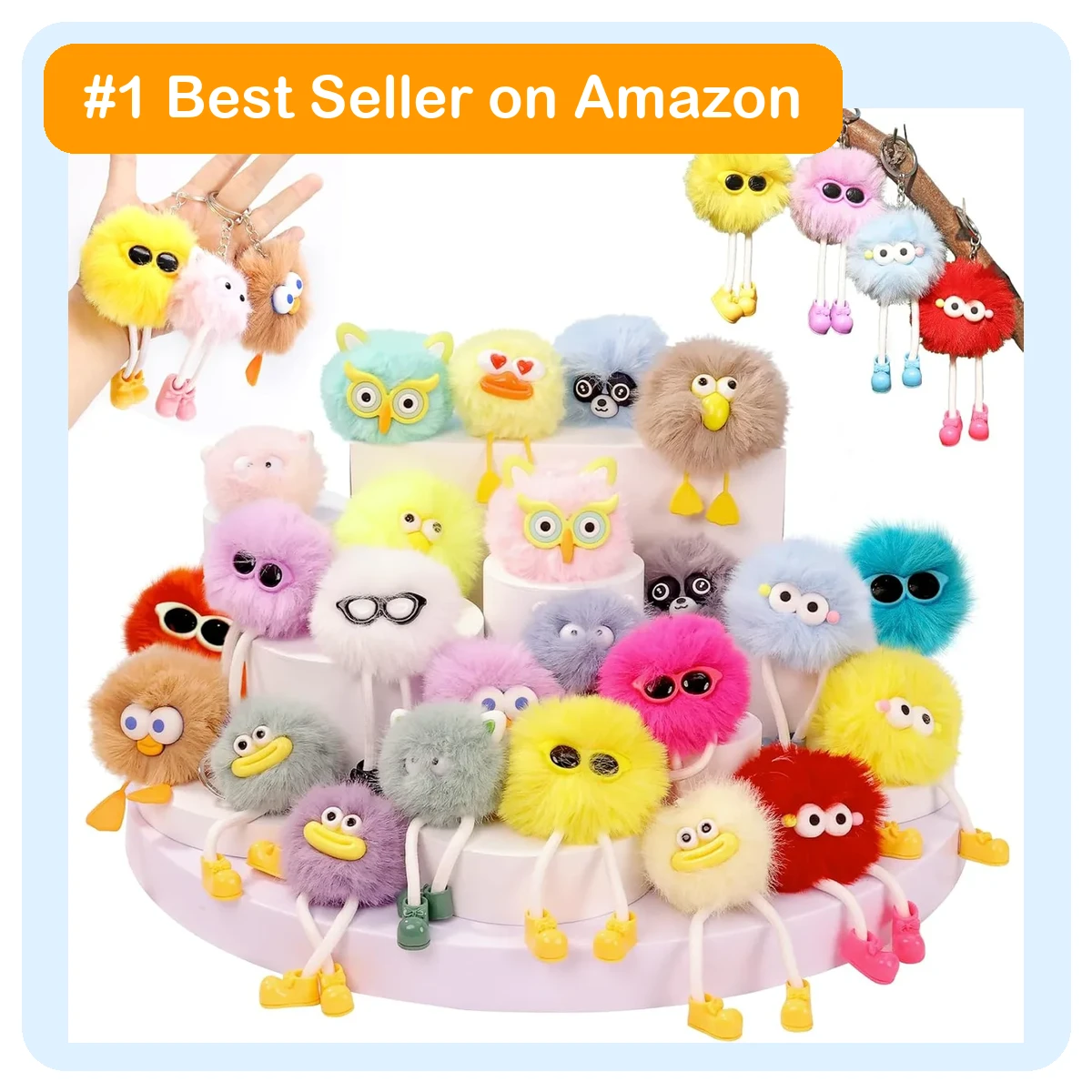 Kawaii plush keychains bulk pack of 24 - #1 Best Seller on Amazon - cute party favors for kids